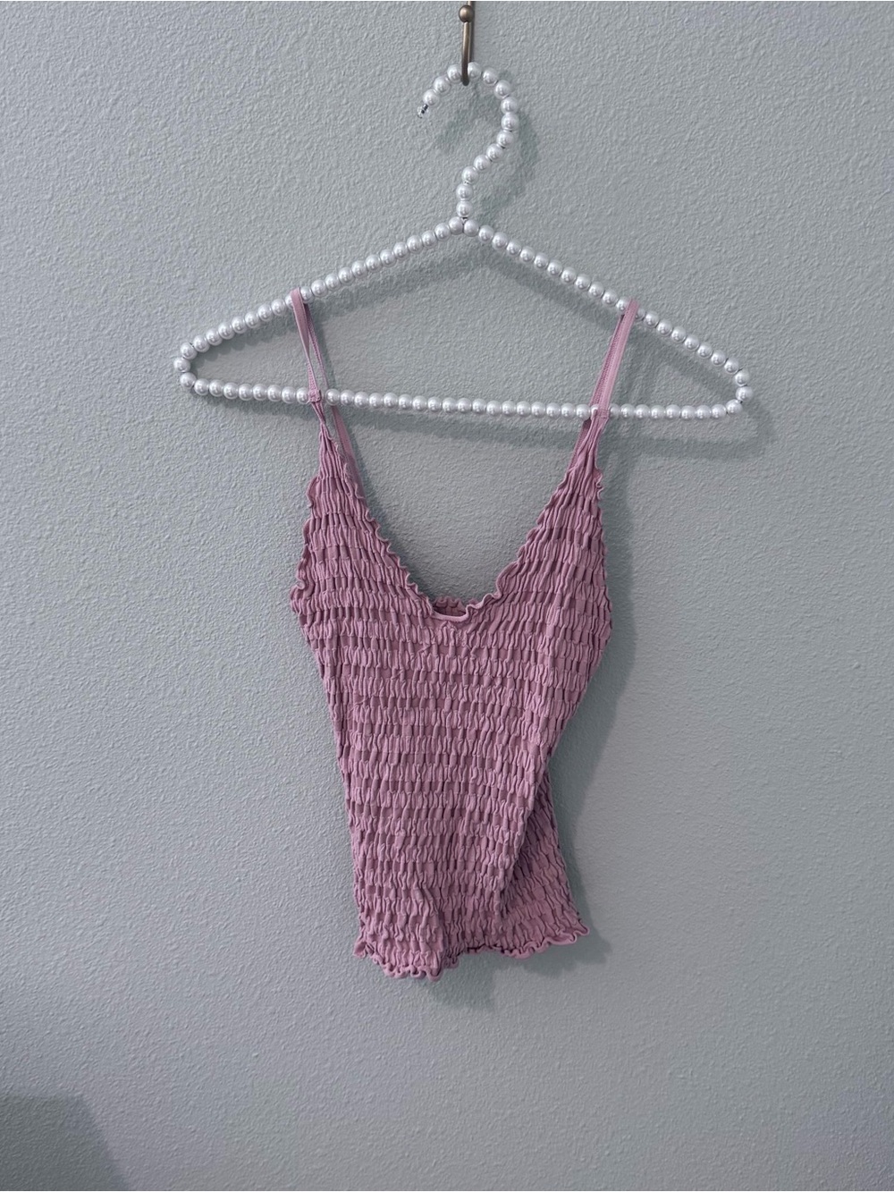 Free People Smocked Spaghetti-Strap Tank - Mauve Pink
